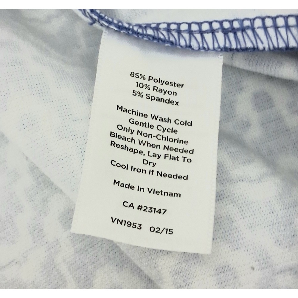 Talbots Dress Women's Size XS Petite Fit & Flare Blue Geometric Sleeveless Zip - Picture 7 of 8